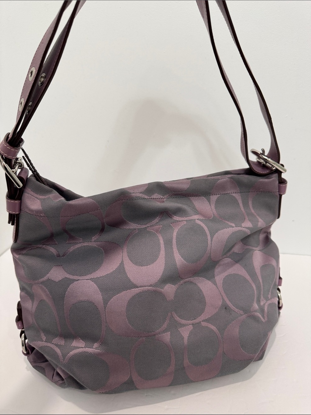 Vintage Coach Madison Optic Art Sateen Convertible Hobo / Duffle Bag